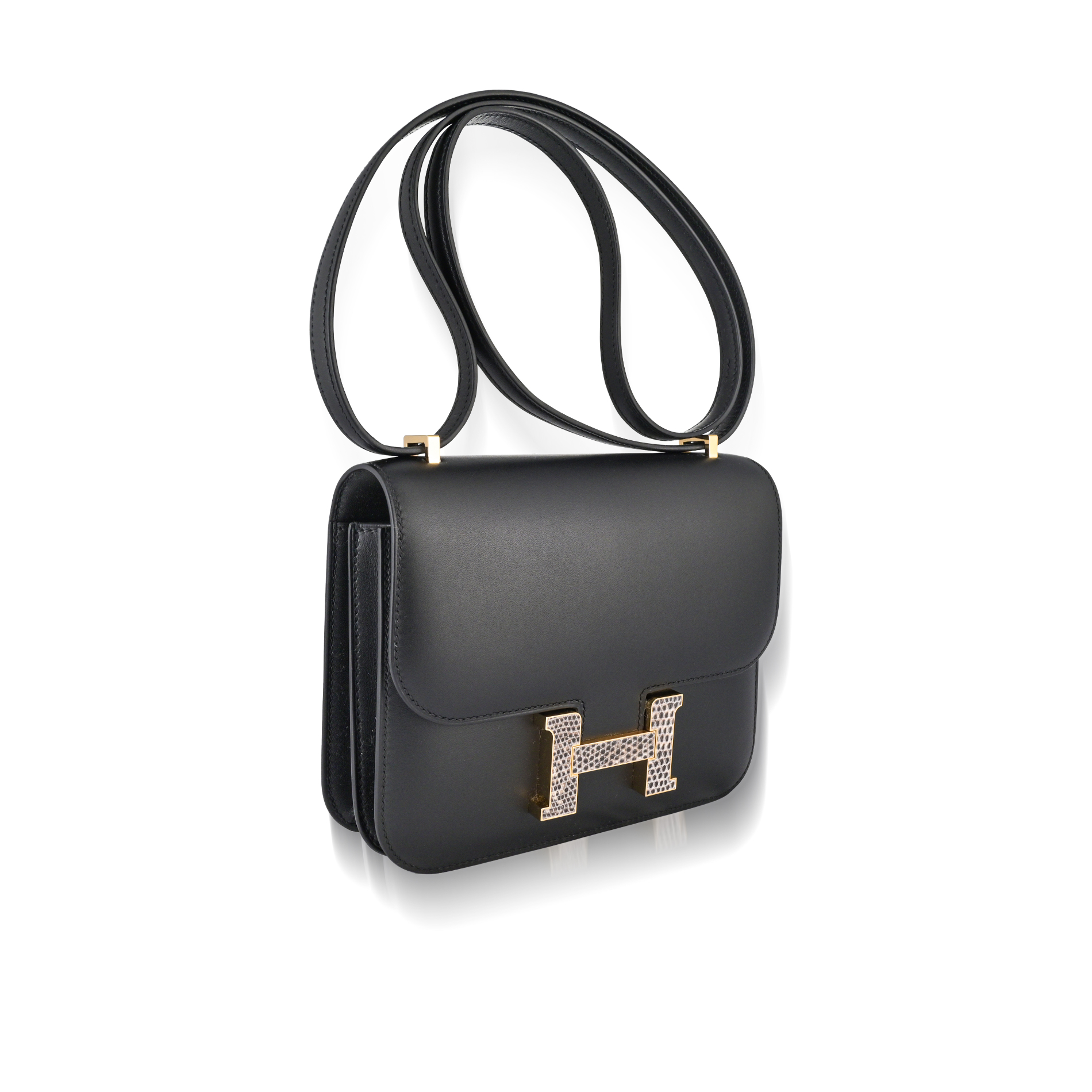 Hermes Mini Constance 18 Bag ck89 Noir Tadelakt Black Enamel PHW
